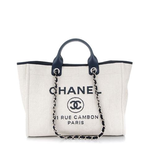 replica chanel deauville tote|Chanel canvas large deauville tote.